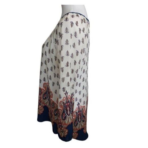 BLU PEPPER CREAM, NAVY, & ORANGE SHEER BLOUSE SZ.L GUC. - Picture 2 of 6